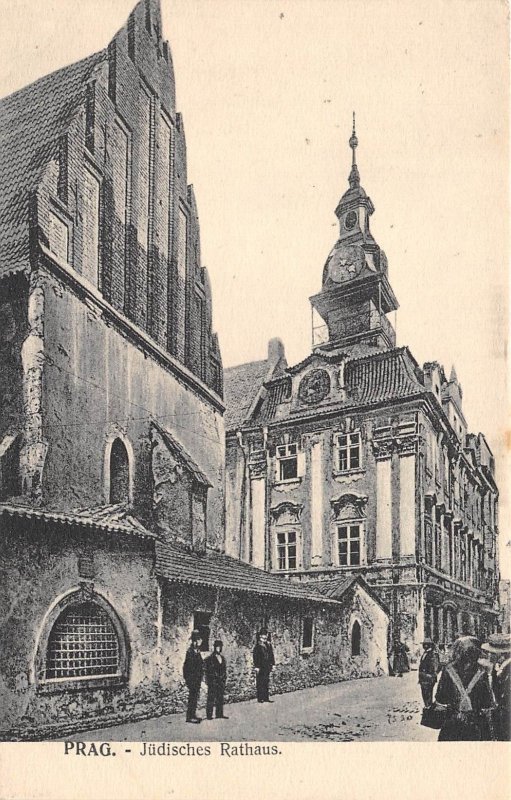 Prague Czechoslovakia c1910 Postcard Jewish Town Hall Judisches Rathaus JUDAICA 