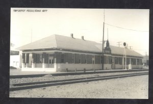 RPPC PECOS TEXAS T&P RAILROAD DEPOT TRAIN STATION REAL PHOTO POSTCARD