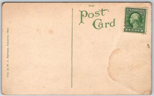 Columbus Ohio OH c1910 Postcard memorial Hall Car Flag