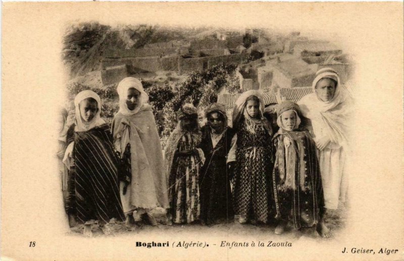 Cpa Ak Geiser 18 Boghari Enfants A La Zaouia Algerie Hippostcard