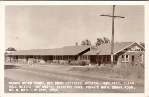 Sparks Motor Court Motel Diner HW Gray Proprier Eastman GA RPPC Postcard B21