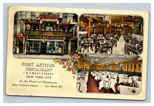 Vintage 1930's Advertising Postcard Port Arthur Restaurant Mott St NYC New York