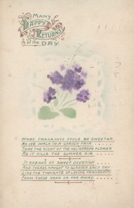 Breathing Heliotrope Flower Fragrance Garden Fair Antique WW1 Songcard Postcard