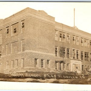 c1910s Manilla IA RPPC High School Building Real Photo Construction Site PC A106