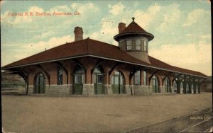 Americus GA Central RR Train Station Depot Used c1910 to Geneva FL Postcard