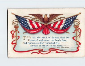 Postcard Greeting Card with Poem and U.S. Flag Bird Embossed Art Print