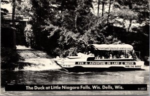 Vtg Wisconsin Dells WI The Duck at Little Niagara Falls Amphibious Boat Postcard