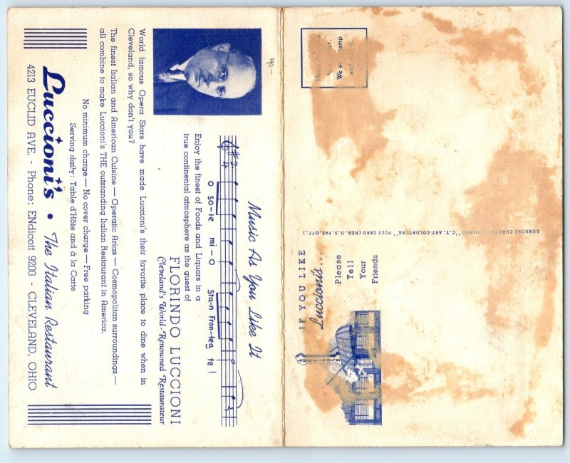 The Italian Restaurant Bar Dining Room Interior Dual View Cleveland OH Postcard