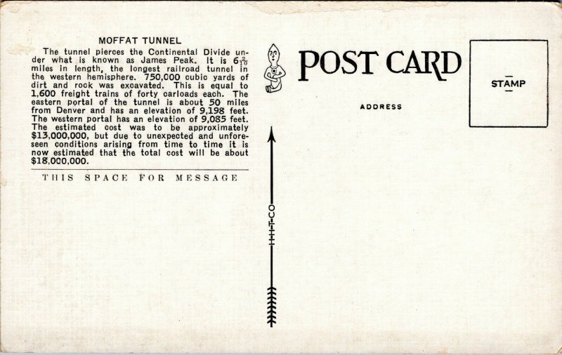 postcard East Portal, Moffat Tunnel showing James Peak Colorado