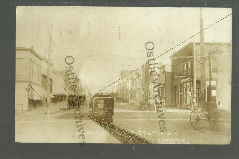 Sisseton SOUTH DAKOTA RPPC 1918 MAIN STREET Add on TROLLEY nr Peever Summit