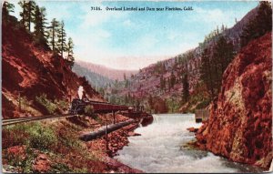 Overland Limited and Dam Near Floriston California Vintage Postcard C105