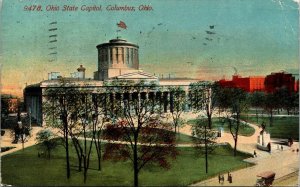 Ohio State Capitol Columbus OH Antique Postcard PM Cancel Clean WOB Note DB 