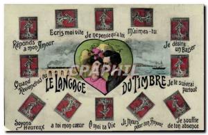 Old Postcard Fancy stamp Language