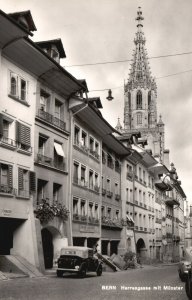 Vintage Postcard Herrengasse mit Munster Nobles' Lane Bern Switzerland