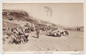 Bathing Beach, People Relaxing On The Sand, Boscombe (Hampshire), England, UK...