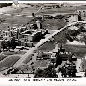c1950s Aberdeen Scotland Royal Infirmary Medical School RPPC Aerial Hospital