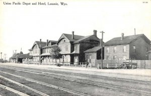 Laramie Wyoming Union Pacific Depot Train Station Vintage Postcard AA21773