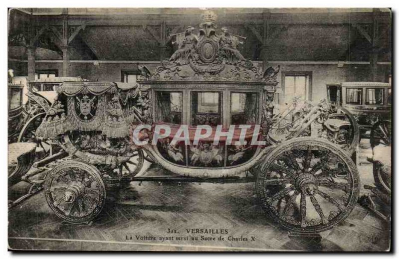 Postcard Old Versailles The car used at the coronation of Charles X