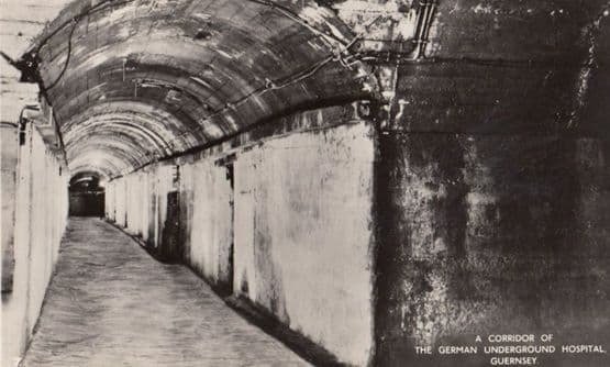 A Corridor of The German Underground Hospital Guernsey Postcard