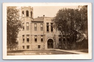 J90/ Olin Iowa RPPC Postcard c1910 High School Building 156