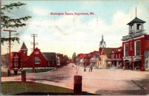 View of Washington Square, Hagerstown MD c1911 Vintage Postcard P61