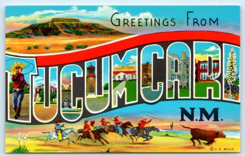 Large Letter Chrome ~ TUCUMCARI, NM  New Mexico ~a Route 66 Town c1950s Postcard