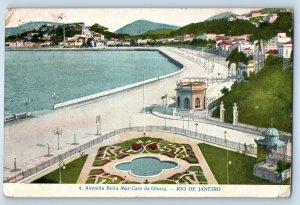 Rio de Janeiro Brazil Postcard Beira Mar-Caes da Gloria Avenue 1914 Posted
