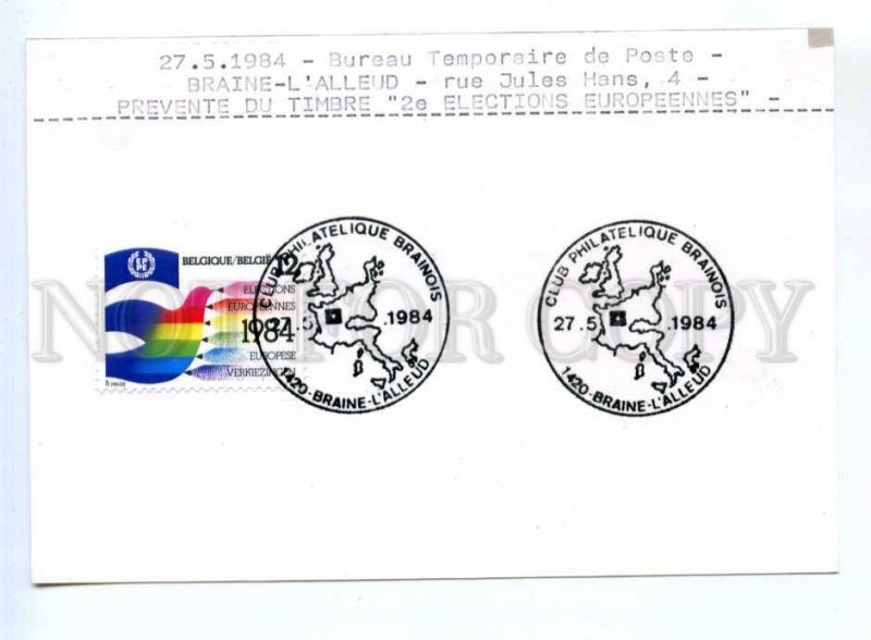 420135 BELGIUM 1984 EUROPA CEPT elections Braine-L'Alleud Temporary post office