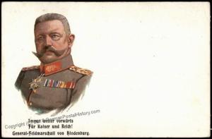 Germany WWI General von Hindenburg Feldpost Patriotic PPC 69996