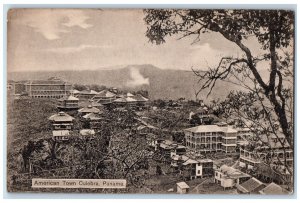 c1910 Bird's Eye View American Town Culebra Panama PM Vintage Antique Postcard