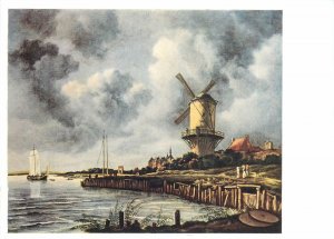 Painting art Postcard author Iacob van Ruisdael windmill