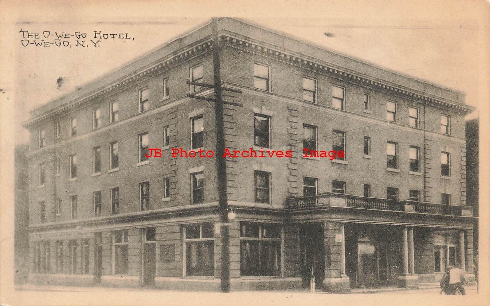 NY, Owego, New York, OWeGo Hotel, Exterior View, 1923 PM, Eagle PC