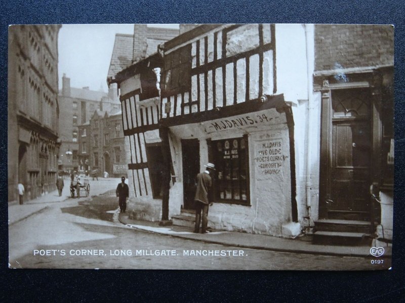 Manchester POET'S CORNER Long Millgate M.J. DAVIS Curiosity Shop c1911 RP PC