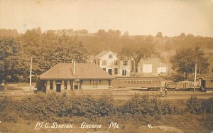 Greene ME Me Central Railroad Station Train Depot Real Photo Postcard