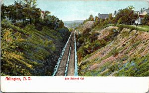 Postcard NJ Arlington Aerial View of Section of Erie Railroad C.1905 M30