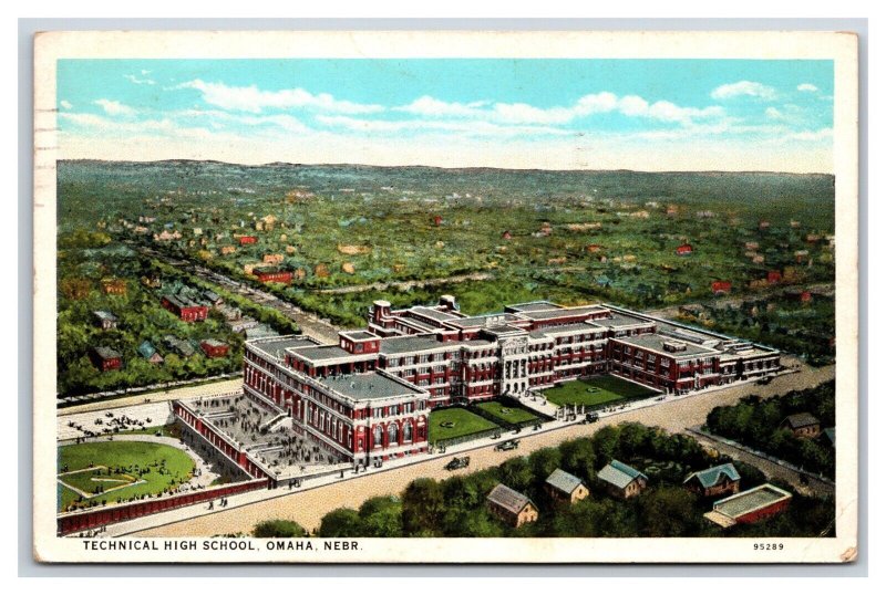 Technical High School Birds Eye View Omaha Nebraska NE WB Postcard W18