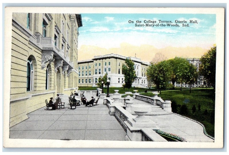 1910 College Terrace Guerin Hall Rocking Chair Saint Mary Woods Indiana Postcard