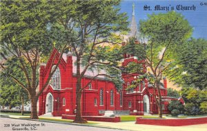 Greenville South Carolina 1940s Postcard St. Mary's Church