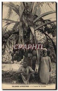 Old Postcard Black Man negro African Colonies At & # 39ombre coconut