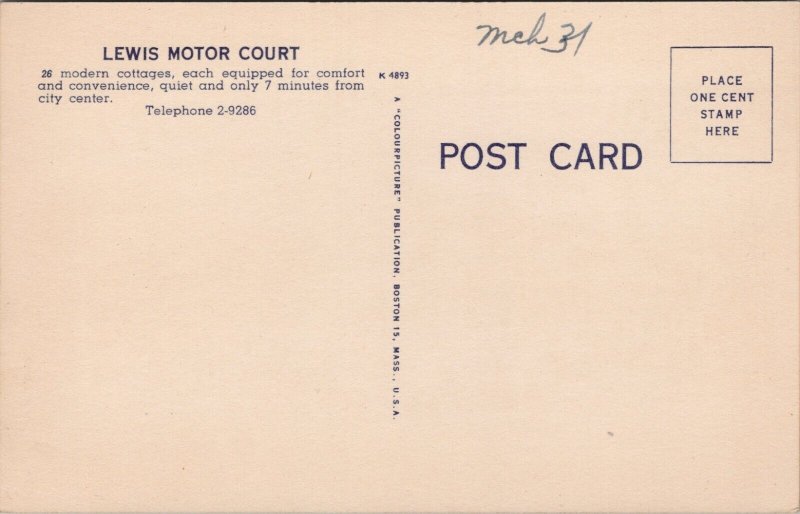 Lewis Motor Court Chattanooga TN Postcard PC447