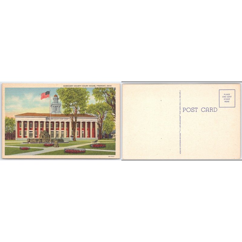 Postcard Sandusky County Court House Fremont Ohio Architecture