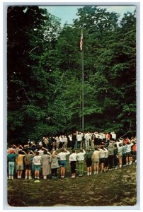 Mansfield Ohio OH Postcard Flag Raising Camp Mowana RFD Exterior c1960 Vintage