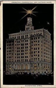 c1920 DAVENPORT IOWA AMERICAN COMMERCIAL AND SAVINGS BANK POSTCARD 36-120