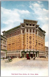 The Saint Paul Hotel Minnesota MN Mainroad & Street View Horse Carriage Postcard