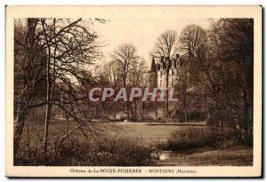 Old Postcard rock Chateau pichemer Montsurs Mayenne