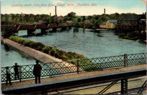 Looking South From Fox River Paper Mills, Appleton WI  Vintage Postcard L22