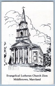1995 MIDDLETOWN MD EVANGELICAL LUTHERAN CHURCH ZION MEN'S BIBLE CLASS POSTCARD