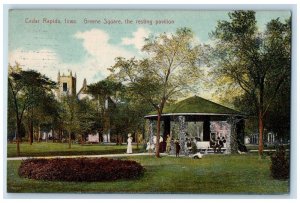 1912 Greene Square The Resting Pavilion Park Shed Cedar Rapids Iowa IA Postcard