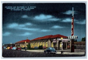 Cheyenne Wyoming WY Postcard Colorado Southern R R Station Burlington Bus Depot