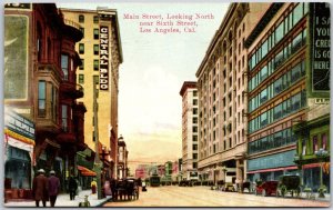 Main Street Near Sixth Street Los Angeles California Central Building Postcard